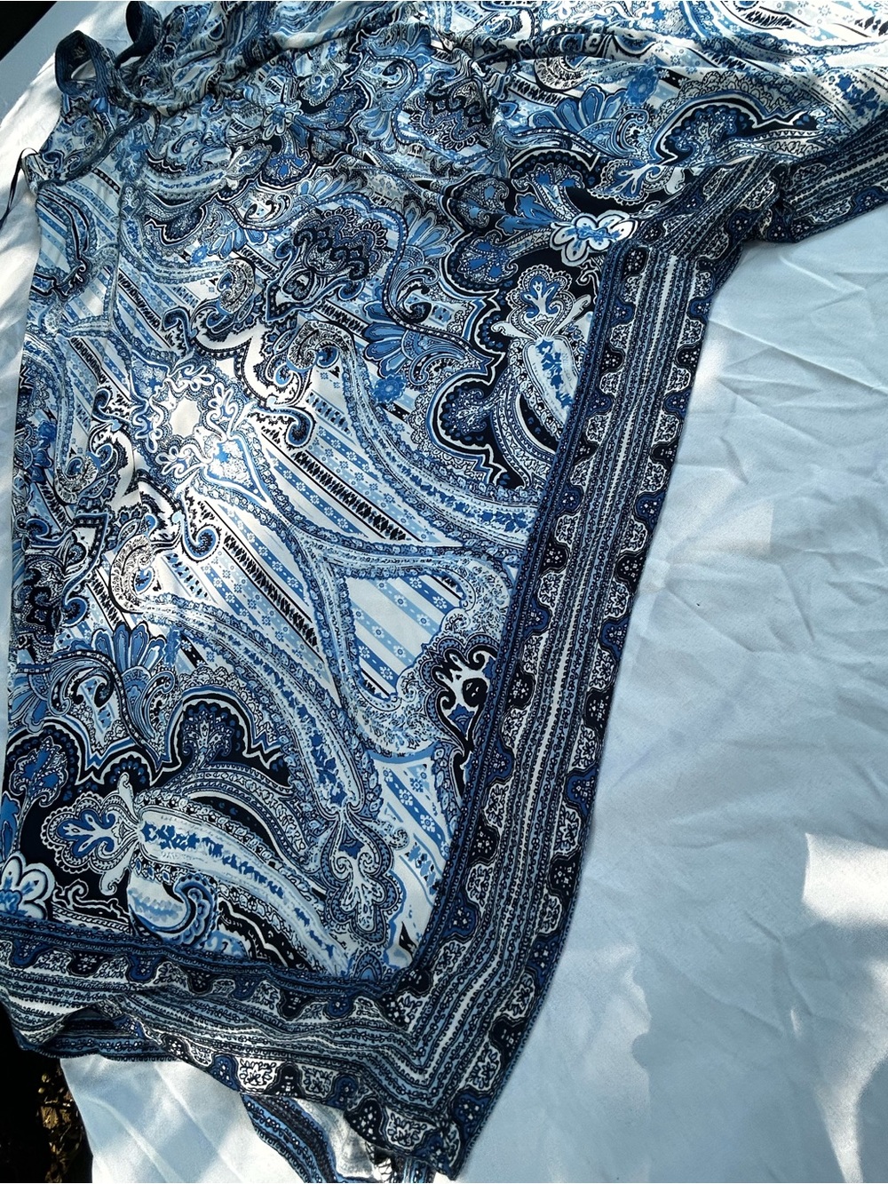 INC International Concepts Blue Paisley V-Neck  handkerchief hem Maxi Dress 1X - Picture 14 of 16